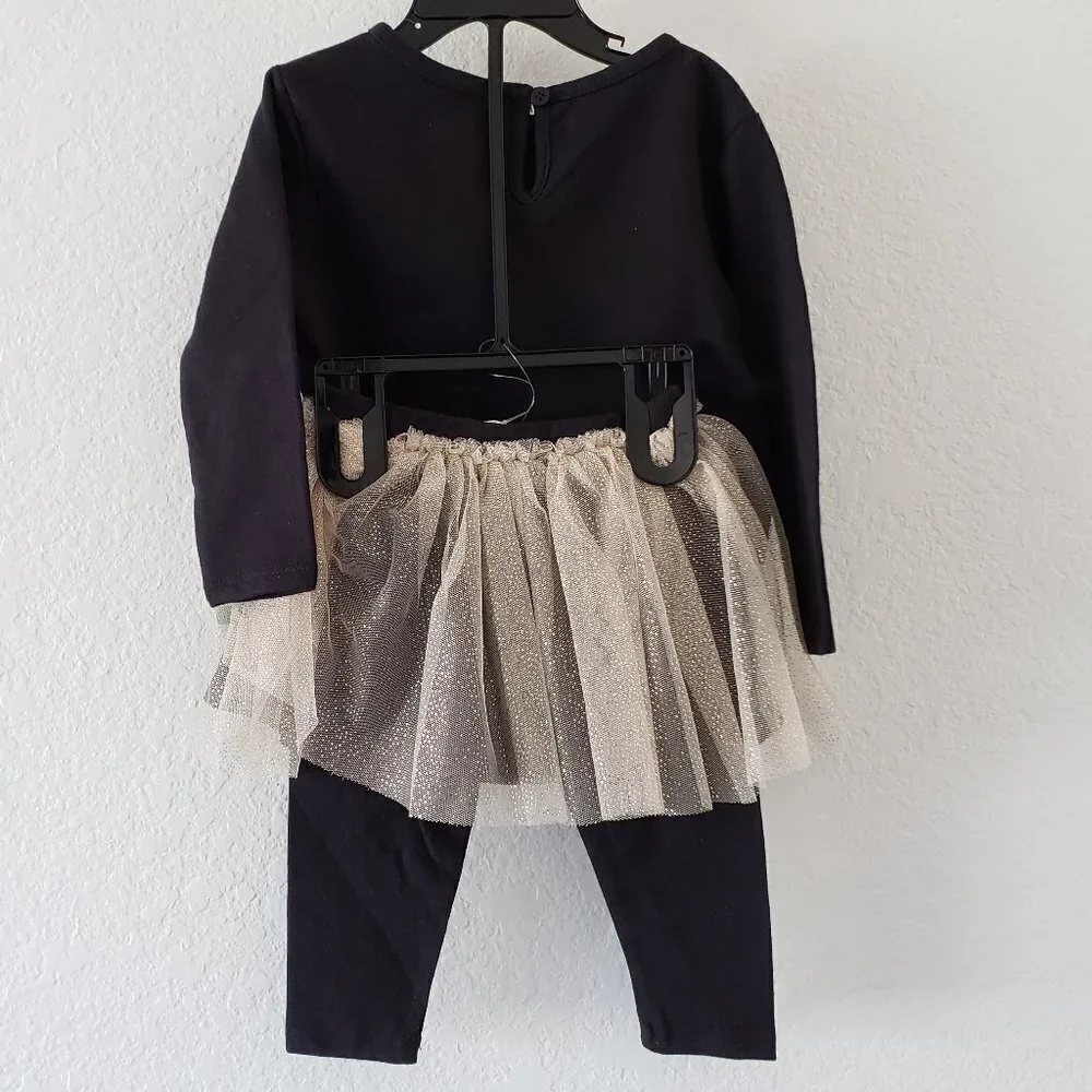NWT- BCGB Girls 2-piece (Glittery Graphic Top and Tulle Skirt Leggings)- Size 3T